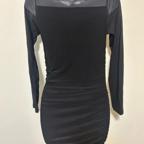 Elegant Black Ruched Dress - Picture 5 of 5